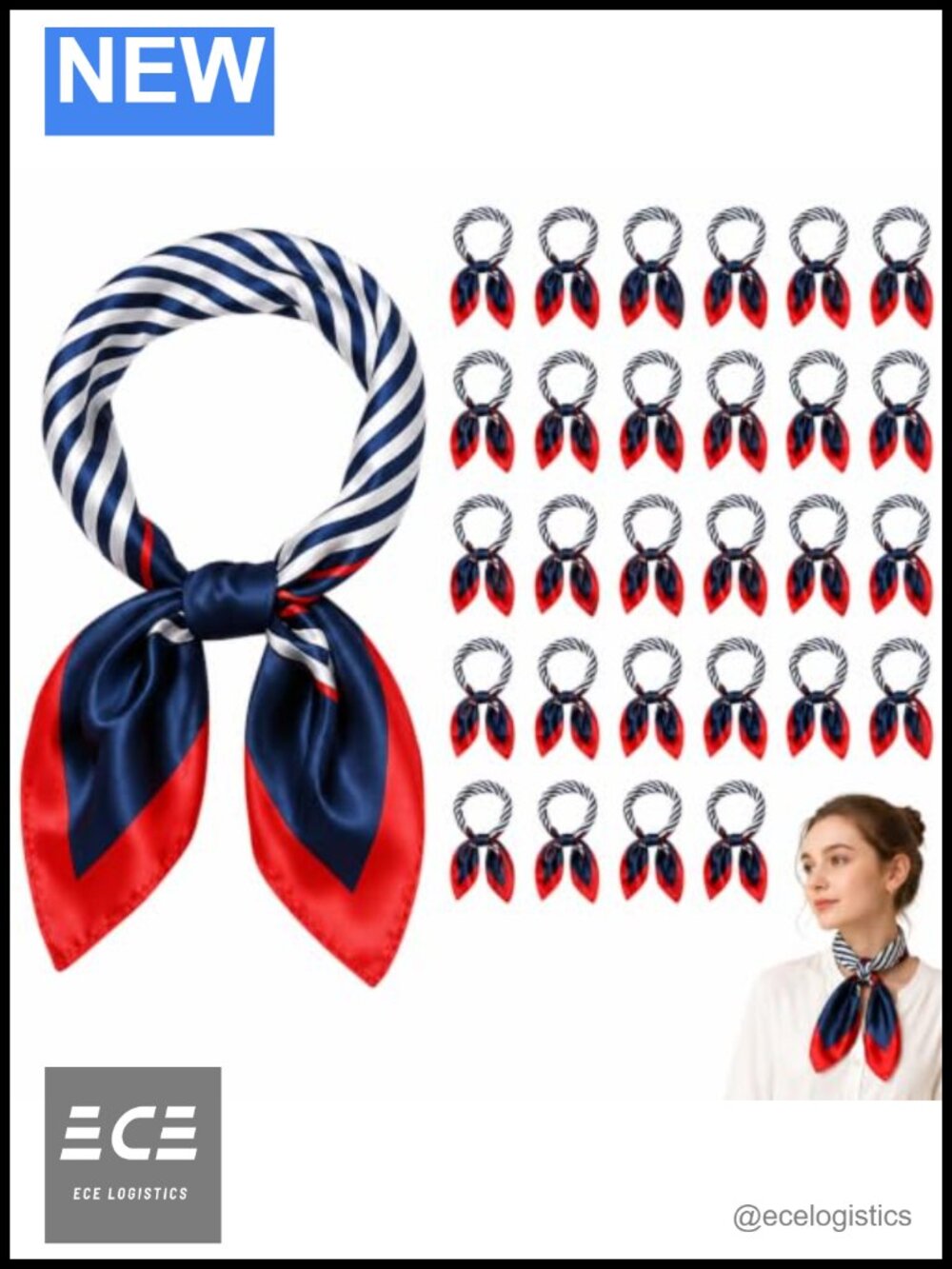 Silk Satin Square Sailor Scarf Neckerchief Headband for Women